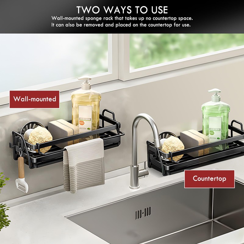 LBTING Sponge Holder for Kitchen Sink, Wall Mounted Sink Caddy