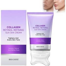 1PC Crema con Gua Sha, Colágeno y Retinol para Reafirmar (1PC) Crema con colágeno y retinol. Incluye herramienta gua sha. Ideal para rutina diaria de cuidado del cuello y rostro