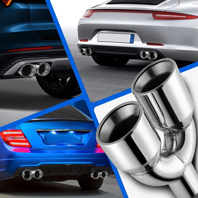 Dual Exhaust Tip,2.5" Inlet 3.5" Outlet 9.5" Length Punta De