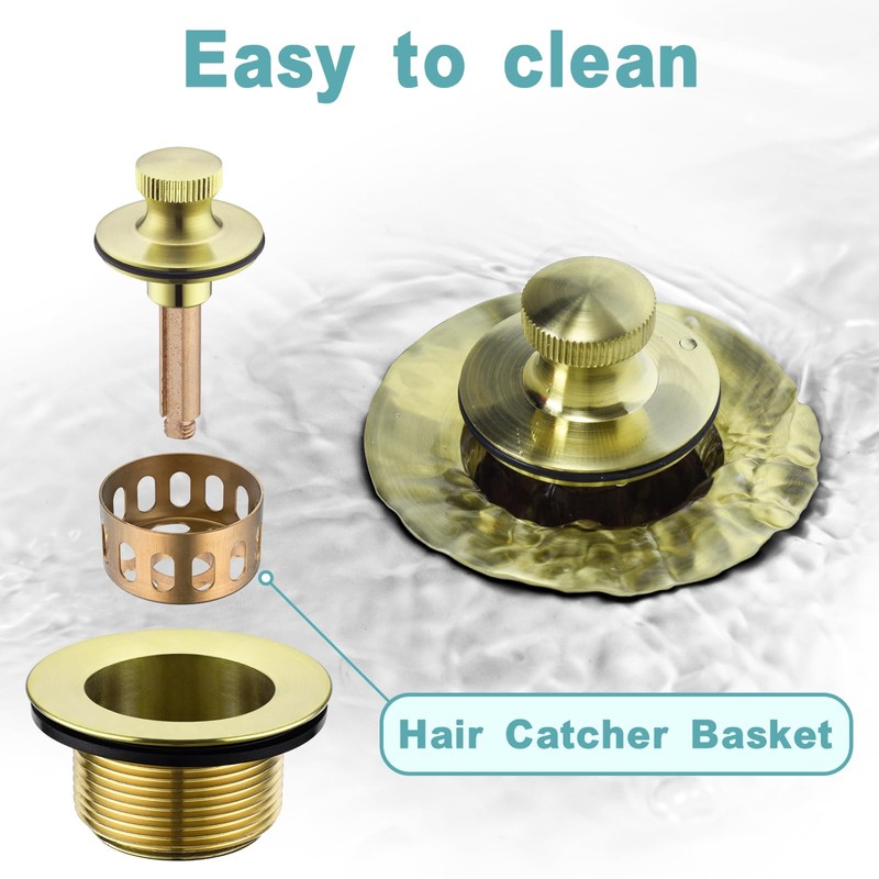 BESTILL Bathtub Drain Kit and Overflow Faceplate, Brushed Gold
