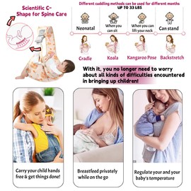 Baby Carrier Newborn to Toddler - Ergonomic, Cozy and Lightweight Infant Carrier for 7-44lbs, Effortless to Put On, Ideal for Hands-Free Parenting, Enhanced Lumbar Support (Bear)