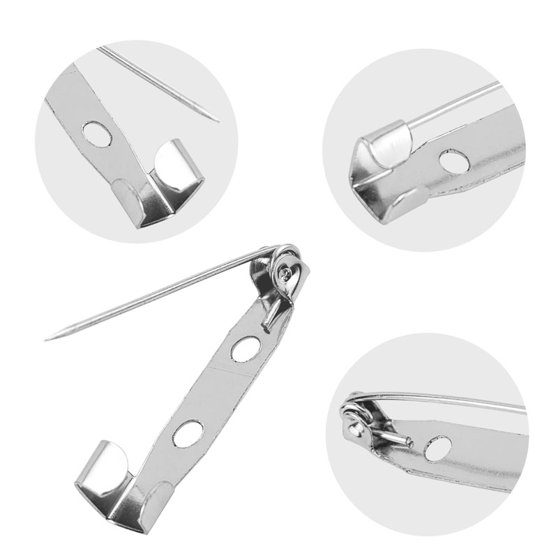 50 Pcs Silver Bar Pins, Safety Pins - Secure Back
