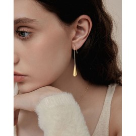 Vinoya Teardrop Hoop Earrings for Women 14K White/Yellow Gold Plated Drop Dangle Earrings Hypoallergenic Statement Jewelry Gift for Women, Yellow Gold Plated, No Gemstone