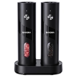 Rechargeable Electric Salt & Pepper Grinder Set with Charging Base