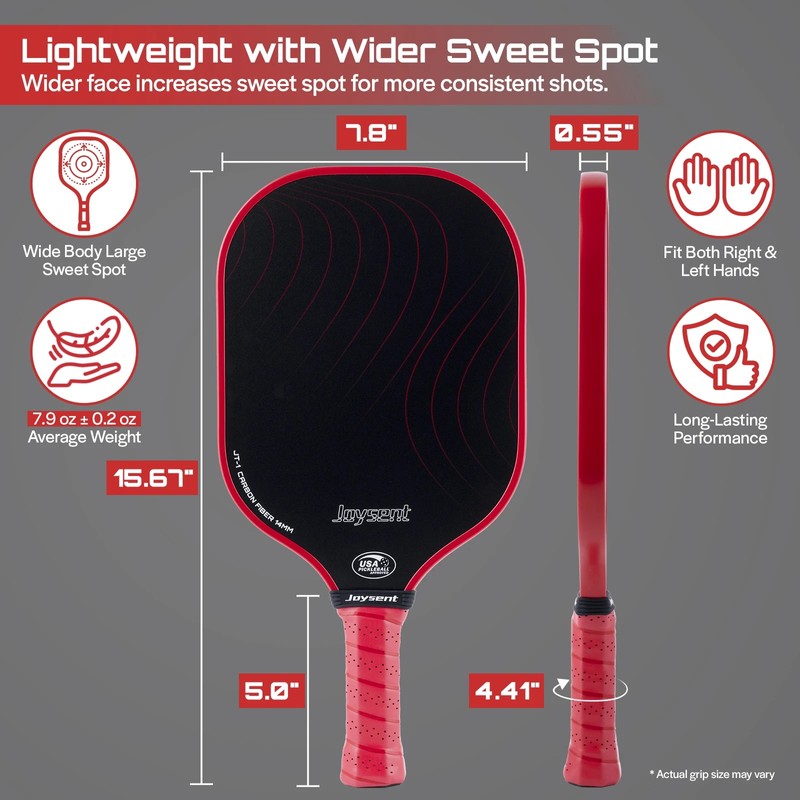 Toolzia Pickleball Paddle Set 2 Carbon Fiber Paddles with Balls