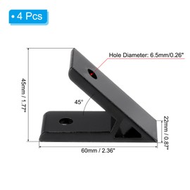PATIKIL 45 Degree Angle Corner Brackets, 4Pcs 2.36x0.87 Inch Aluminum Extrusion Profile Accessories Corner Brace Joint Connectors for 3030 Series (Black)