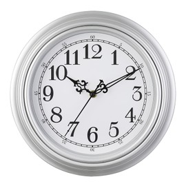 Plumeet Small Retro Wall Clock, 10'' Non Ticking Classic Silent Vintage Wall Clocks Decorative Kitchen Living Room Bedroom - Battery Operated, Silver