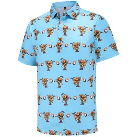 Mens Golf Polo Shirts Short Sleeve Moisture Wicking Dry Fit Performance Casual Funny Pizza Golf Polo Shirts for Men