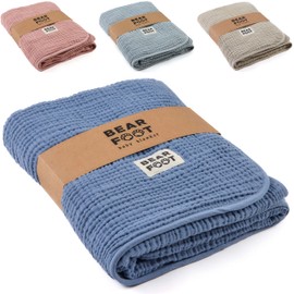 BEARFOOT Baby Blanket - Muslin Fleece Blanket (Cotton, Fleece) Fluffy Soft Cuddly Blanket, Baby/Newborn/Children Gift Boy & Girl for Birth