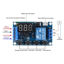 Coliao 4pcs DC 6-30V Timer Relay Programmable Delay Relay Module Trigger Cycle Delay Timer Switch Turn On/Off Relay Module with LED Display / 5V Micro USB