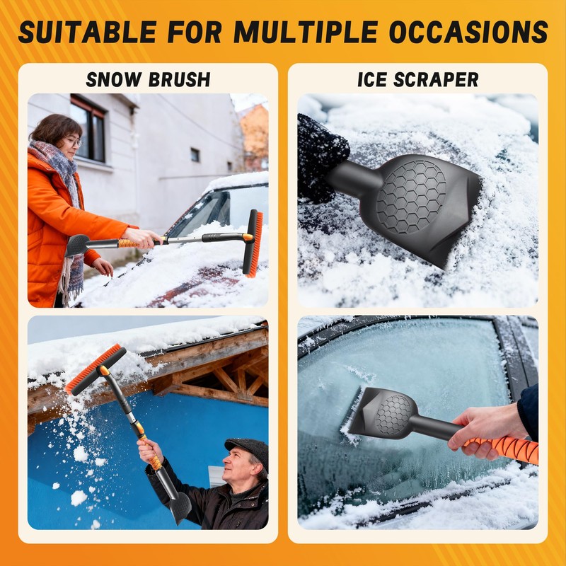 Asly YardMngSter [Upgrade] 45" Extendable Snow Brush for Car Windshield,