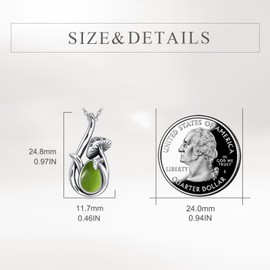 CRMAD Mushroom Peridot Necklace for Women Sterling Silver Mushroom Pendant Jewelry Gifts