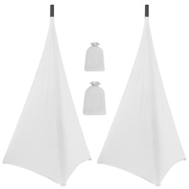 OUUTMEE Speaker Stand Covers - 2 Pack Floor Speaker Tripod Scrim Cover with 360 Degree Cover | Universal DJ Light & Tripod Scrim Skirt for Weddings, Events & Home Use | Creamy White