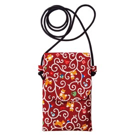 Kyoisu Smartphone Shoulder Bag, Light Dog, Portable, Cotton, Sacoche with Lid, Smartphone Pochette, Auspicious Shop, Shiba Inu, Red, Auskiya Shiba Inu Red