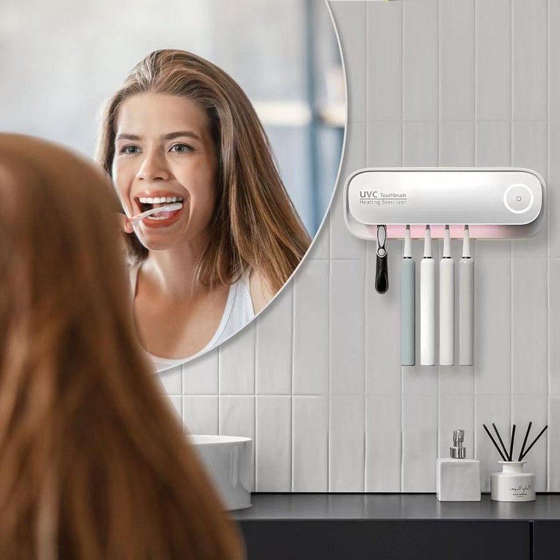 UV Toothbrush Holders Wall Mounted Toothbrush Sanitizer Cleaner 5 Slots