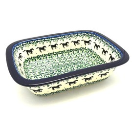 Polish Pottery Baker - Rectangular with Grip Lip - Dark Horse