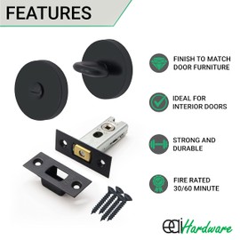 EAI Tubular Deadbolt Bathroom Kit | 64mm Case 44mm Backset | Matt Black
