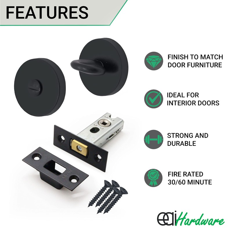 EAI Tubular Deadbolt Bathroom Kit | 64mm Case 44mm Backset