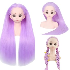 Mannequin Head with Hair 16" Cosmetology Mannequin Head to Practice Hairstyles Doll Head Training Head for Hairdresser