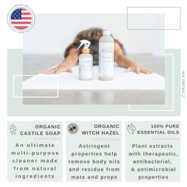 Studio TOV Organic Yoga Mat Cleaner Spray | 16 oz REFILL Made in USA | Yoga Mat Spray Cleaner for all Mats and Pilates + Yoga Accessories | Gym Equipment Cleaner