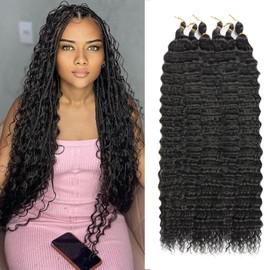 Ocean Wave Crochet Hair 30inch Deep Wave Curly Crochet Hair 6packs Deep Curly Braiding Hair Extensions Long Braids Deep wave Synthetic hair for Black Women