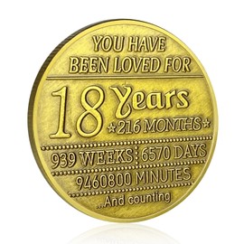 CHURYUML 18th Birthday Gifts for Girls or Boys Happy 18th Birthday Coin 18 Years Old Gift Ideas Lucky Commemorative Coins Good Luck and Happiness Medal