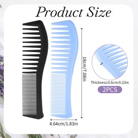 2 PCS Wide Tooth Comb for Curls, 7 Inch Plastic Double Tooths Mens Hair Combs Professional Texture Combs Hairstyle Hairs Comb for Women Hair Dressing Combss for Women and Men Mustache
