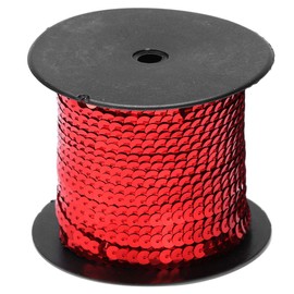 MOUMOUTEN Sequin Sequin Trimming Cord, 100 Yard Sequin Cord, 6mm Flat Sequin Trim, Plastic Sequin Beads, Sequin Roll for Cloth Shoes, Plastic Resin (Red)