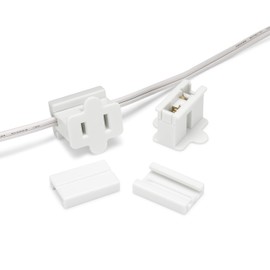 HLO Lighting Female White Inline Pass Through Slip Plug | SPT-1, 10 Amps, Customizable Zip Plug for Professional Christmas Lighting | 5 Pack