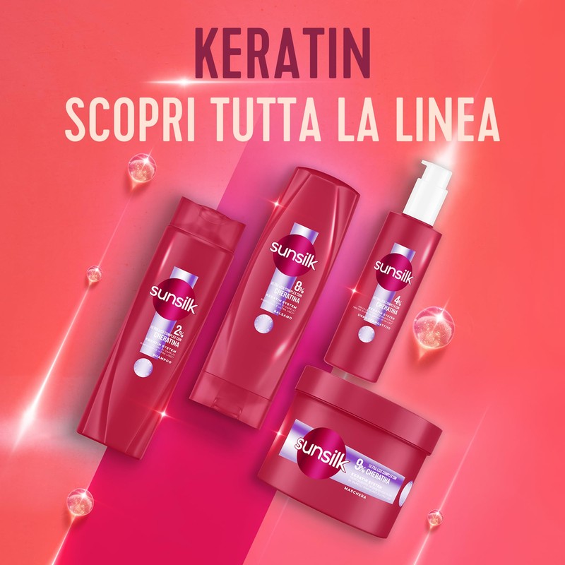 Sunsilk Kit Keratin System, Set Cura Capelli, con Shampoo 250ml,