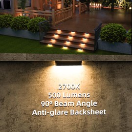 Teekuv 8 Pack 7 Inch Retaining Wall Lights, 5W LED Hardscape Lighting, 12V AC/DC Low Voltage Paver Lights Outdoor, Waterproof 2700K Soft White Landscape Lighting for Walls Patio Yard, ETL