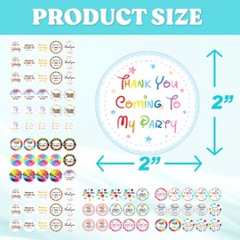 Thank You Stickers Cute Round Labels with Colorful Party Designs for Kids Birthday Favor Bags and Classroom Celebration Supplies 90Pcs Vinyl Bedroom Wall