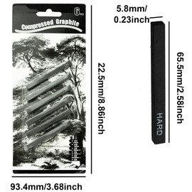 12 Pieces Graphite Material Sticks Square Compressed Charcoal Sticks Drawing Pencils Set for DIY Drawing Crafts, Sketching, Shading, Beginners and Artists