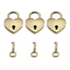 E-outstanding Heart Shape Padlock 3PCS 30x39x7mm Vintage Style Mini Brass
