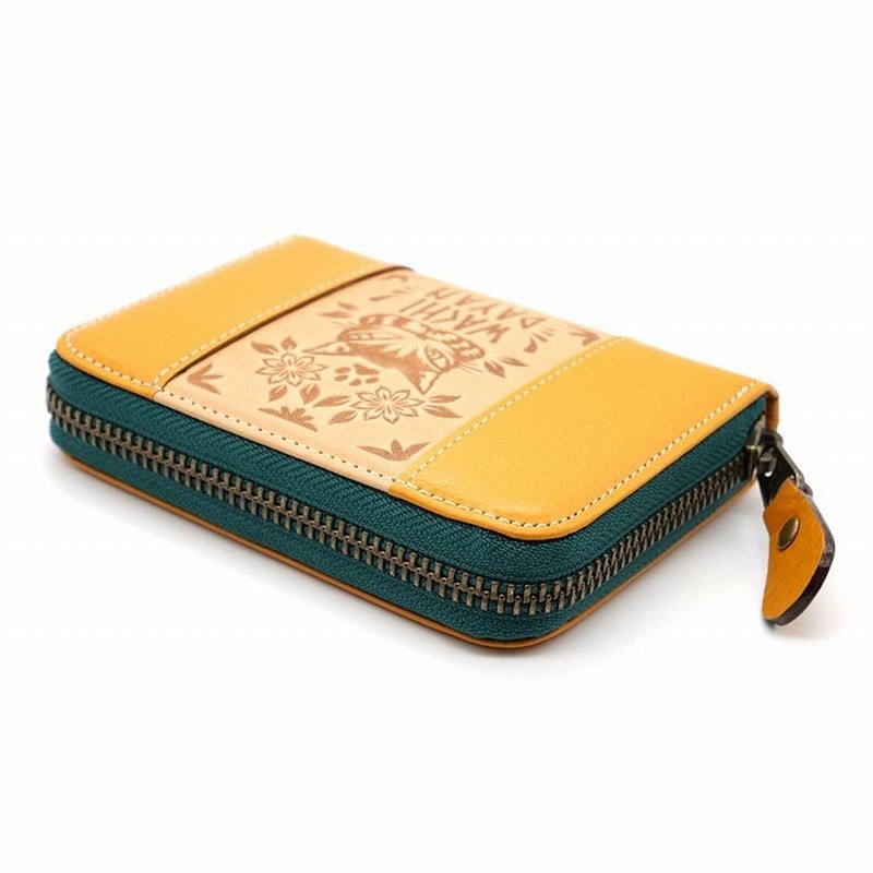Wachi-Fird Dayan Cat Genuine Leather Mexico Card Wallet Yellow
