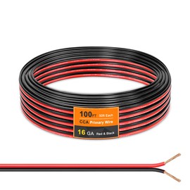 16 AWG Wire Cable, 100FT [Black 50FT+ Red 50FT] CCA Automotive Electrical Wire, 2 Conductor Black Red Cable Cord with PVC Jacket for Light RV Car Speaker Cable, 12V/24V DC Cable Wire