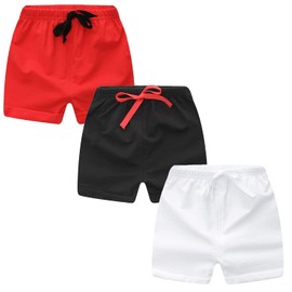 Jagrove Toddler Boys Girls Shorts 3 Pack Little Kids Cotton Sport Jogger Shorts Summer Solid Color Active Short Pants