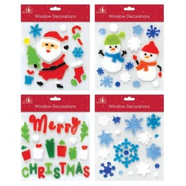 Tallon International Christmas Window Stickers, 4 Sheets, Christmas Gel Clings - Decorations (22002)