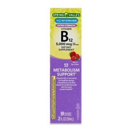 Vitamina B12 5000 mcg Lquido Spring Valley Fast Acting Liquid de accin rpida Botella de 59ml sabor Frutos Rojos Contribuye En La Formacin Y...        