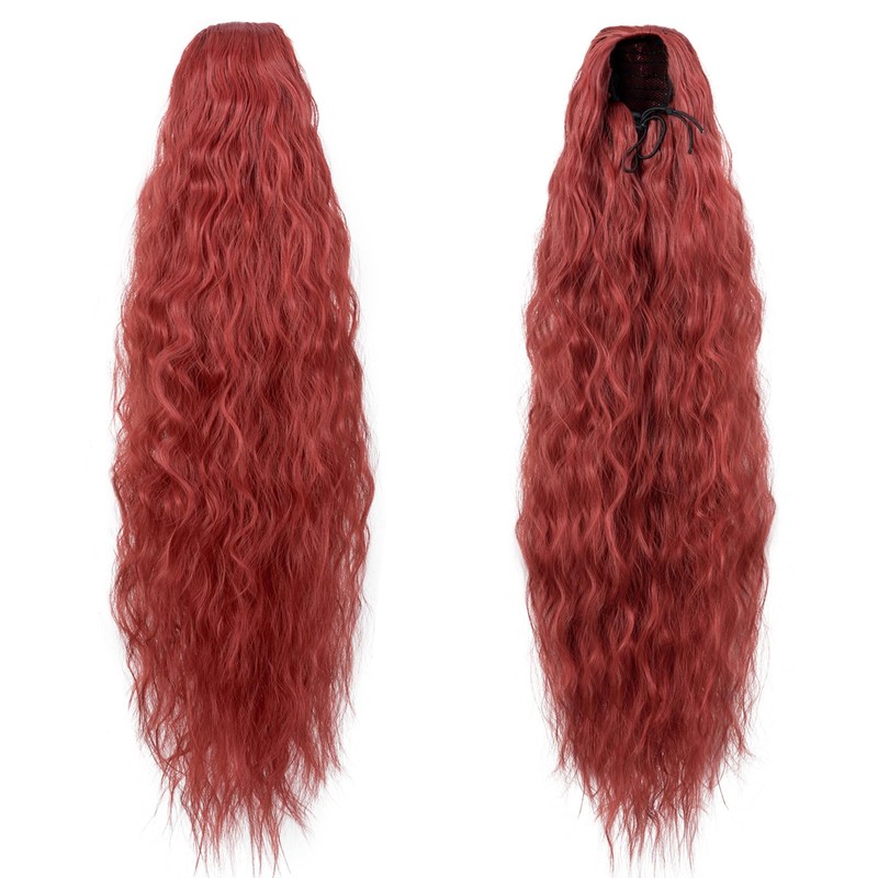 TESS Ponytail Extensions, 80 cm, Red, Corn Wave Braid Hair