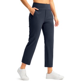 SANTINY Women's Pants with 3 Pockets 7/8 High Waisted Stretch Ankle Pants for Women Golf Casual Travel Athletic Work (Navy_M)