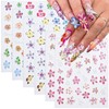 6 Sheets 5D Embossed Nail Art Stickers Colour Hibiscus Nail