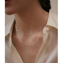 BHUBREA 925 Sterling Silver 2mm Chain Necklace for Women Mirror Chain Dainty Cute Choker Necklaces for Women 20 Inch