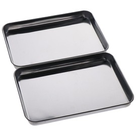 HOBBYIN 2 Packs Dental Procedure Tray, Stainless Steel Premium Silver Medical Surgical Tray, Durable Rectangle Flat Bottom Tray for Tattoo, Resin, Lab Instrument Supplies