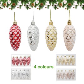 Topways Christmas Tree Baubles Ornaments, Shiny Matte Shatterproof Pine Cone Christmas Tree Decoration Balls Reusable Xmas Tree Party Decoration 5 Pcs (Gold)