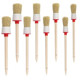 MISIQIMA 8 Stück Borstenpinsel, Pinsel Rund, Wachspinsel, Lackpinsel, 20MM|25MM|30MM|35MM Rundpinsel Set, Naturborstenpinsel für Malerei, Streichen sie die Wände und Möbel