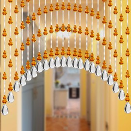 JZUU Crystal Beaded Curtains for doorways, Arched Beaded Curtains for Windows, Hanging Door Beads Curtains Room Divider for Home Decor Doorway Window Living Room Bedroom, Easy to Install