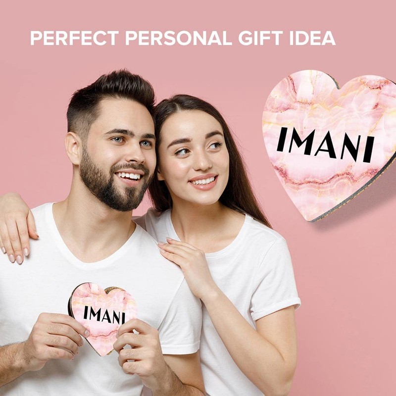 1 x Heart Coaster - Name Imani Marble Stone Texture