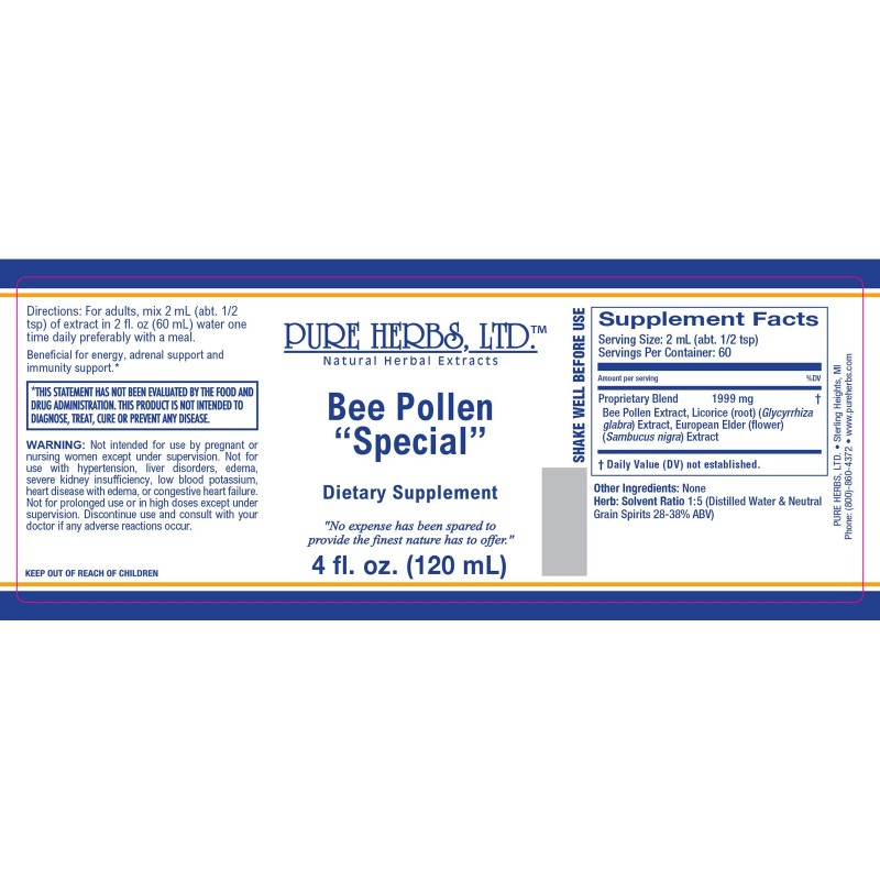 Pure Herbs: Bee Pollen "Special" - 4 oz.