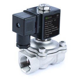 U.S. Solid 1/2" Stainless Steel Solenoid Valve - 12V DC, Normally Closed, 145 PSI Electric Valve for Water, Air, Diesel